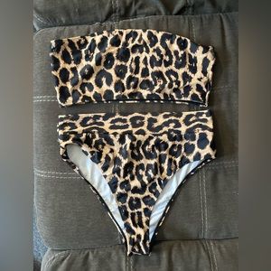 Cheetah print two piece swimsuit